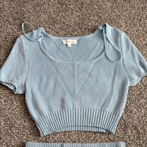 Elle Sky Blue Ribbed Crop Top